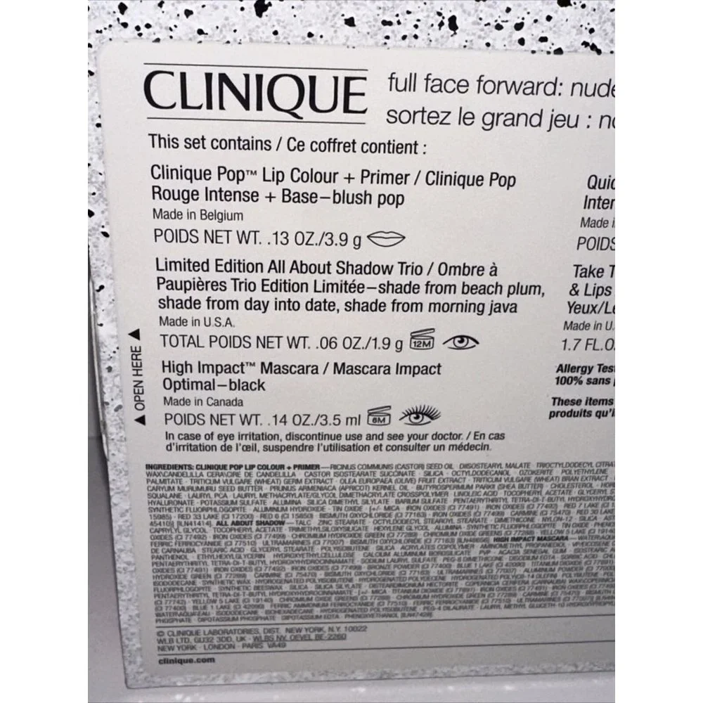 Clinique Full Face Forward : Nude Mood 5 Pieces Pop Lip Mascara Quickliner +More